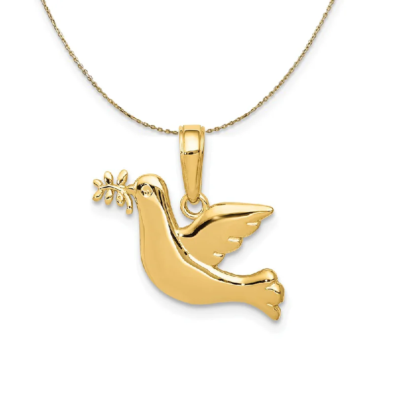 Rural craft necklace-14k Yellow Gold Polished Peace Dove Necklace