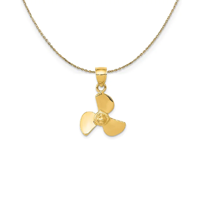 Celtic wave necklace-14k Yellow Gold Polished Propeller Necklace