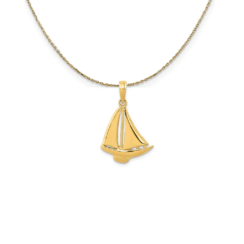 Nebula shine necklace-14k Yellow Gold Polished Sailboat (15 x 23mm) Necklace