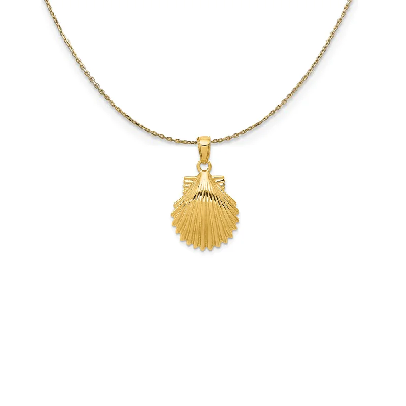 Delicate swirl necklace-14k Yellow Gold Polished Scallop Shell (25mm) Necklace