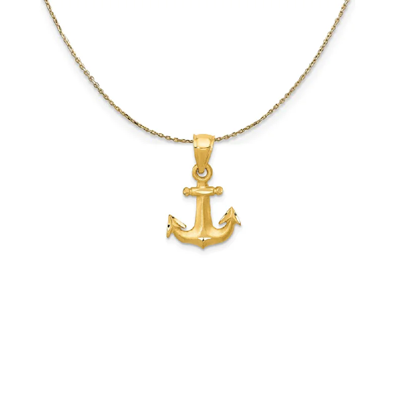 Peak gem necklace-14k Yellow Gold Satin Anchor Necklace