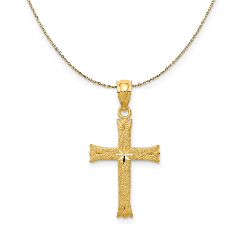 Ash sprig necklace-14k Yellow Gold Satin Budded Cross Necklace