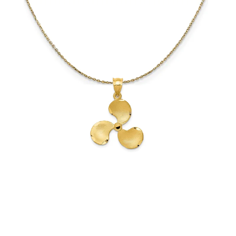 Lemon amber necklace-14k Yellow Gold Satin Diamond Cut Propeller Necklace