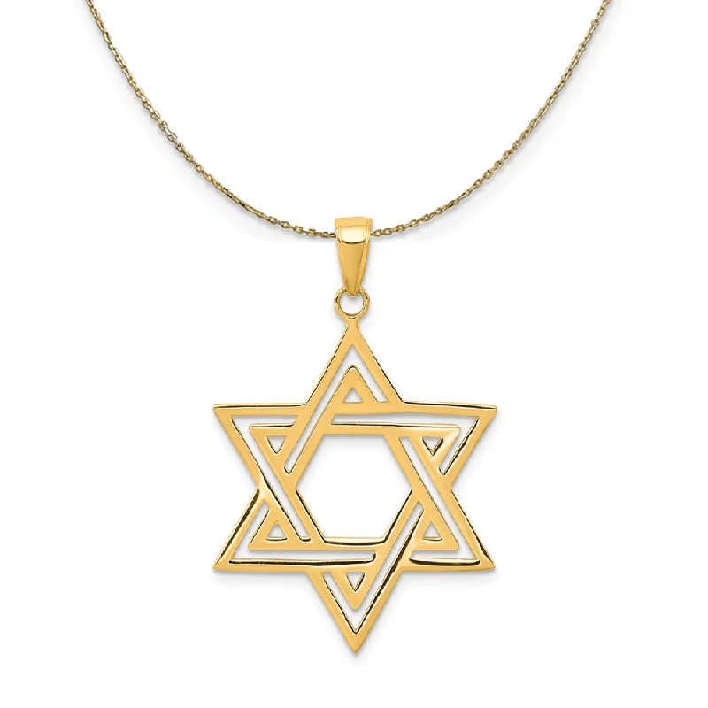 14k Yellow Gold Satin Star of David Necklace