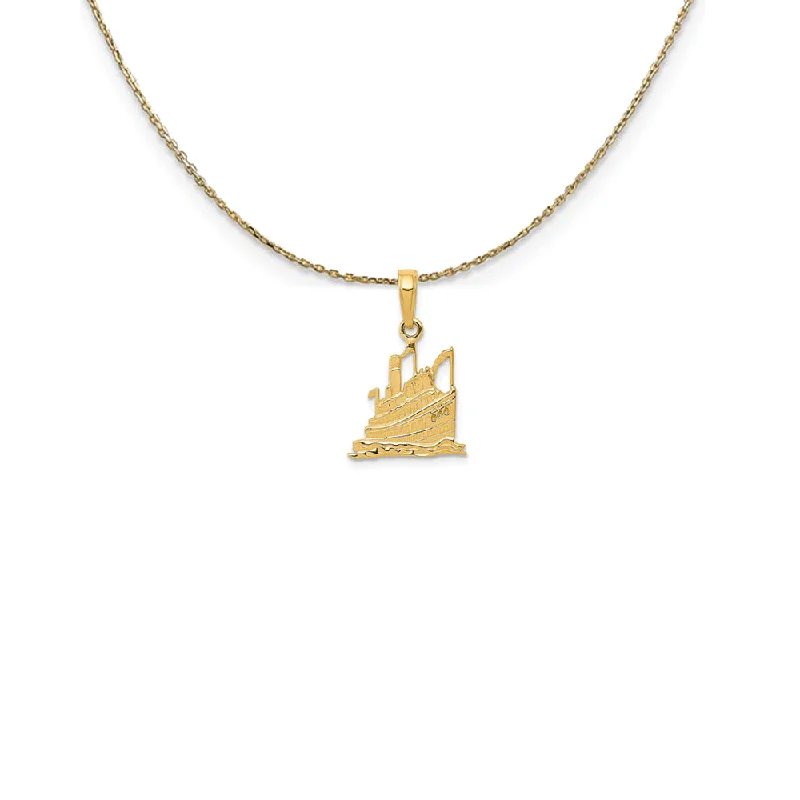 Soft hue necklace-14k Yellow Gold Small Cruise Ship Necklace