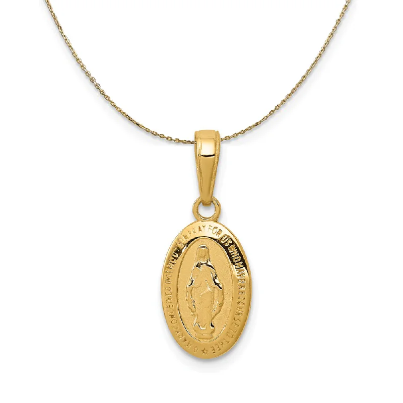 Fir sprig necklace-14k Yellow Gold, Small Oval Miraculous Medal Necklace