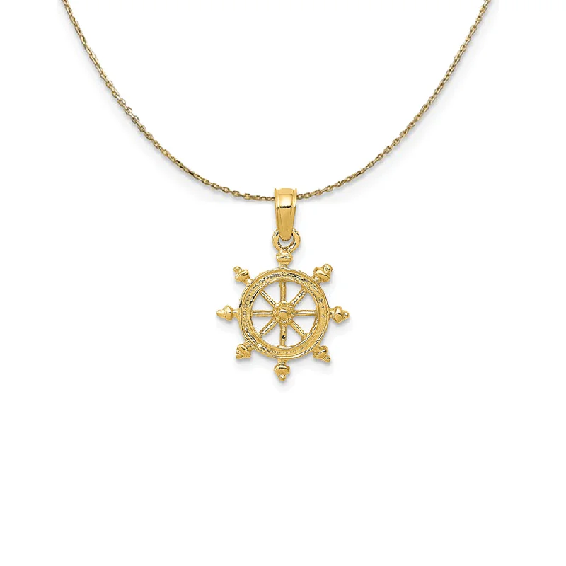 Knit chain necklace-14k Yellow Gold Small Ship's Wheel Necklace