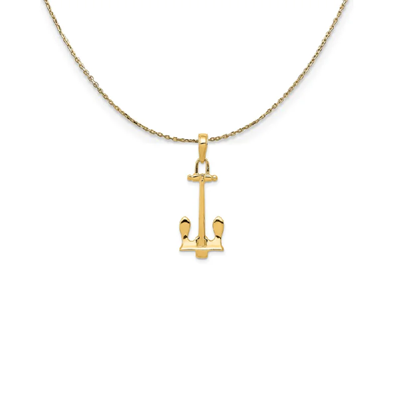 Faint dye necklace-14k Yellow Gold Stockless Anchor Necklace