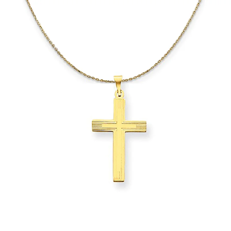 Retro mine necklace-14k Yellow Gold, Textured, Latin Cross Necklace