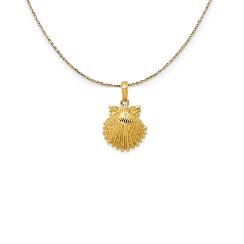 Vault charm necklace-14k Yellow Gold Textured Scalloped Shell Necklace