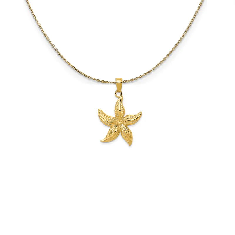 14k Yellow Gold Textured Sea Star Necklace