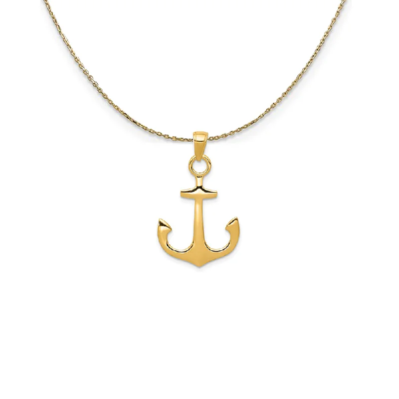 14k Yellow Gold Unadorned Anchor (19 x 30mm) Necklace