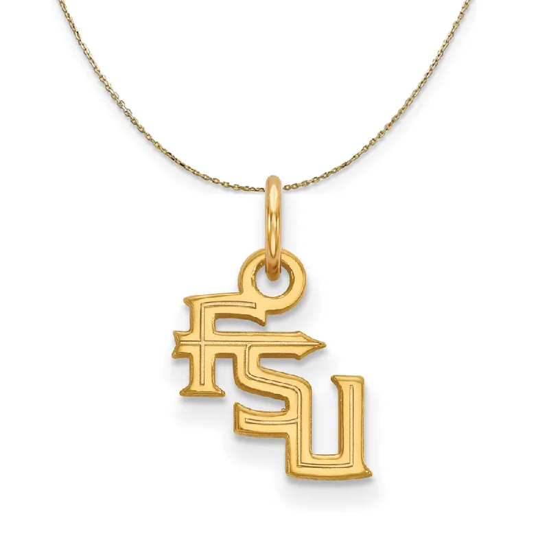 14k Yellow Gold Florida State XS (Tiny) 'FSU' Necklace