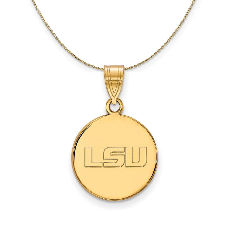 14k Yellow Gold Louisiana State Medium Disc Necklace