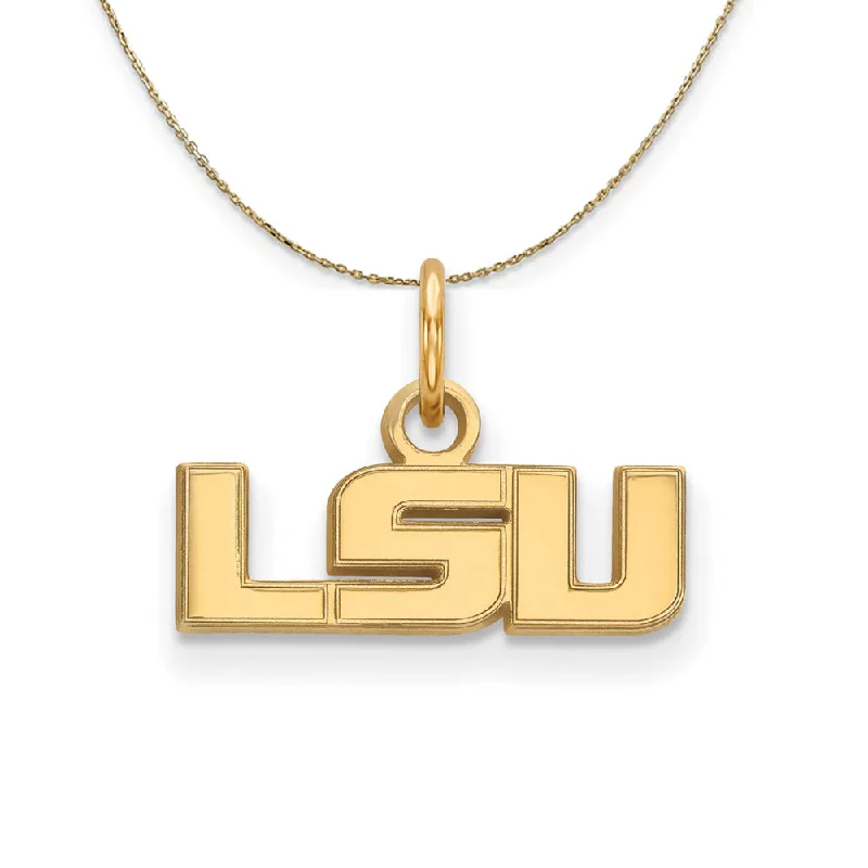 14k Yellow Gold Louisiana State X-Small 'LSU' Necklace