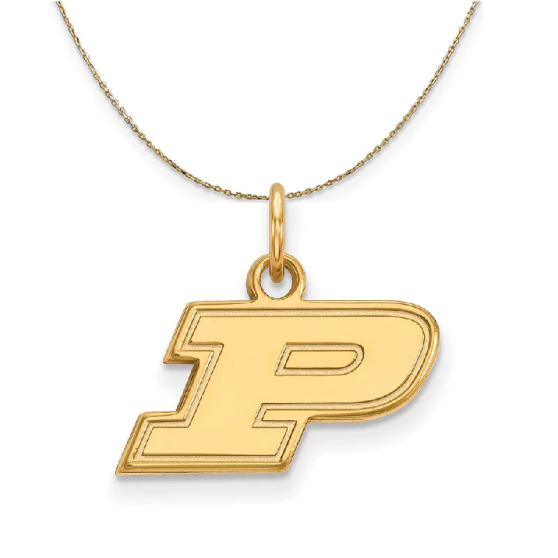 Edge gem necklace-14k Yellow Gold Purdue X-Small Initial P Necklace