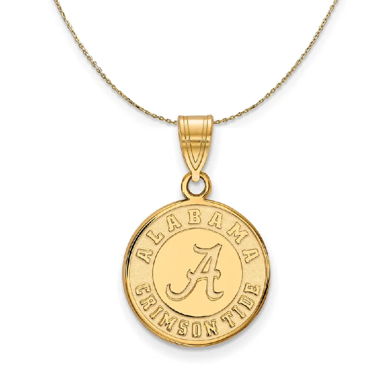 Stapled design necklace-14k Yellow Gold U. of Alabama Medium Disc Necklace