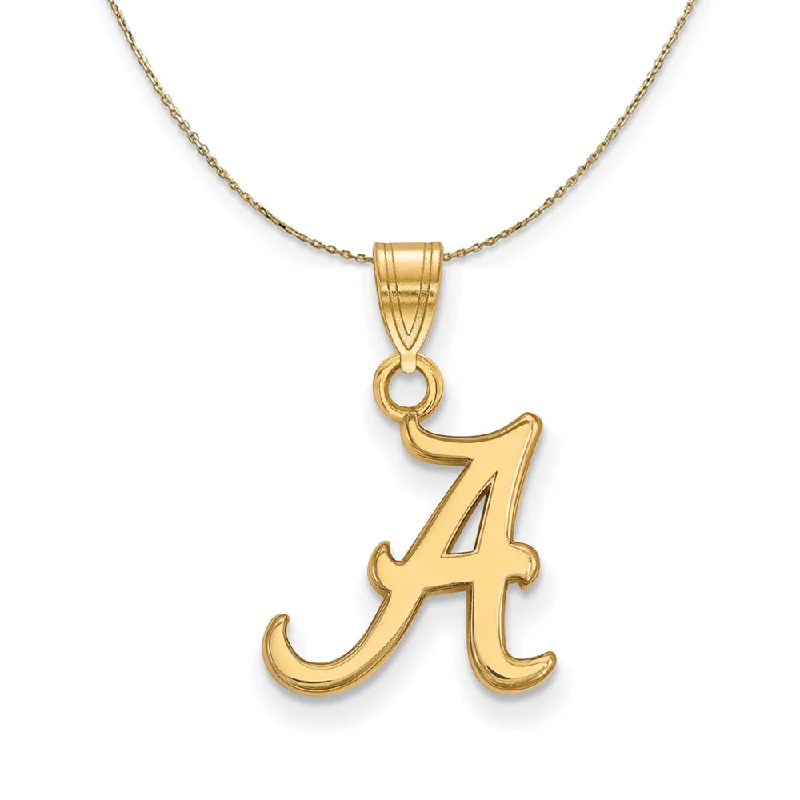 14k Yellow Gold U. of Alabama Sm Script Initial A Necklace