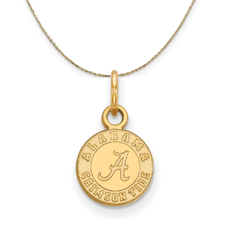 14k Yellow Gold U. of Alabama XS (Tiny) Round Logo Necklace