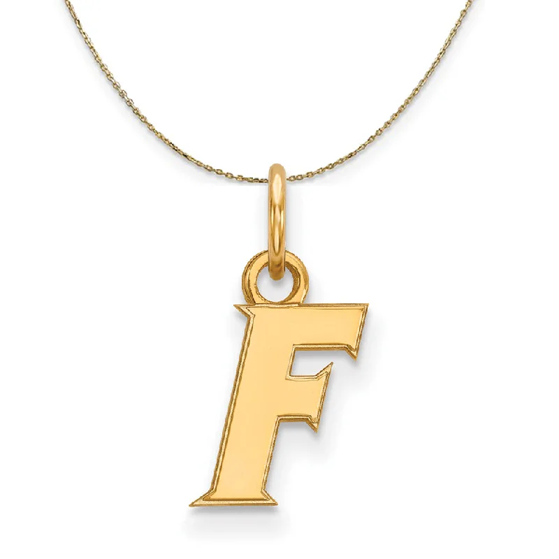 14k Yellow Gold U of Florida XS (Tiny) Initial F Necklace