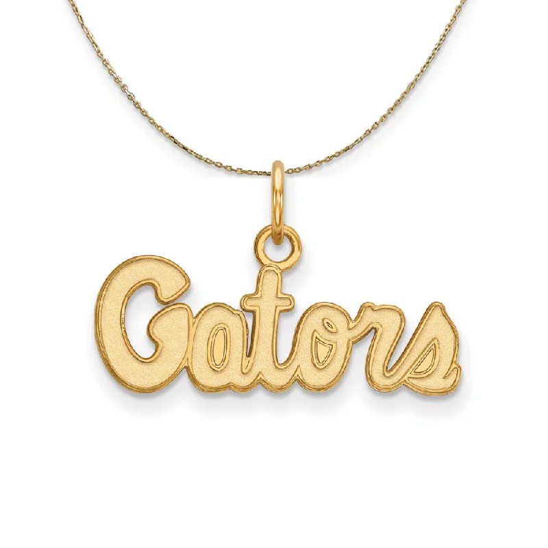 Cedar nut necklace-14k Yellow Gold U of Florida XS (Tiny) 'Gators' Necklace