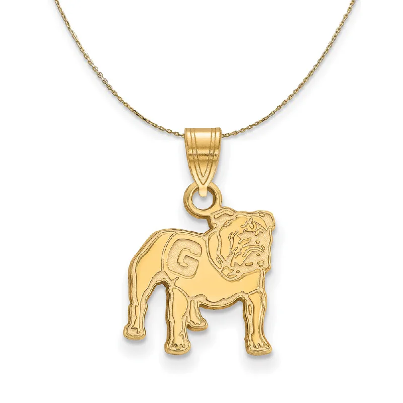 Stacked gemstone necklace-14k Yellow Gold U. of Georgia Small Bulldog Necklace