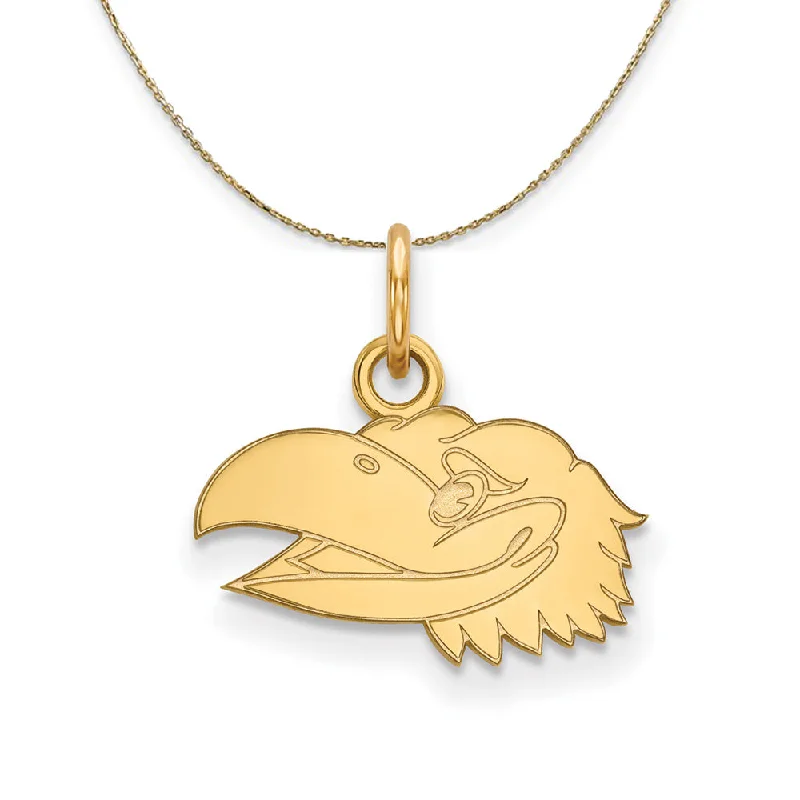 14k Yellow Gold U. of Kansas X-Small Jayhawks Necklace