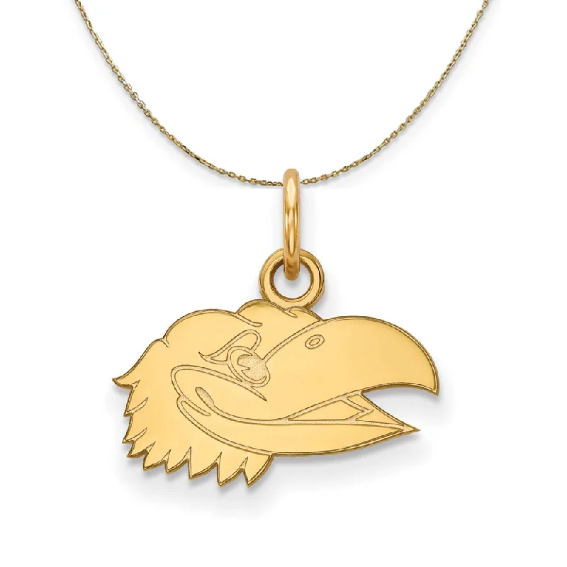 14k Yellow Gold U. of Kansas X-Sm Jayhawks Necklace