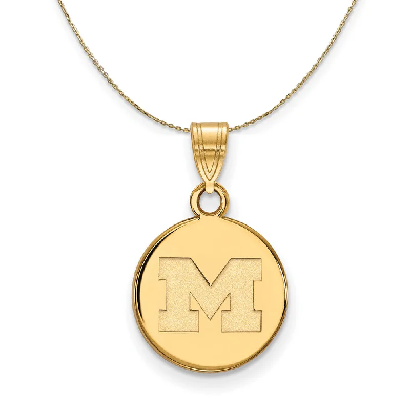 Tulip cluster necklace-14k Yellow Gold U. of Michigan Small Initial M Disc Necklace