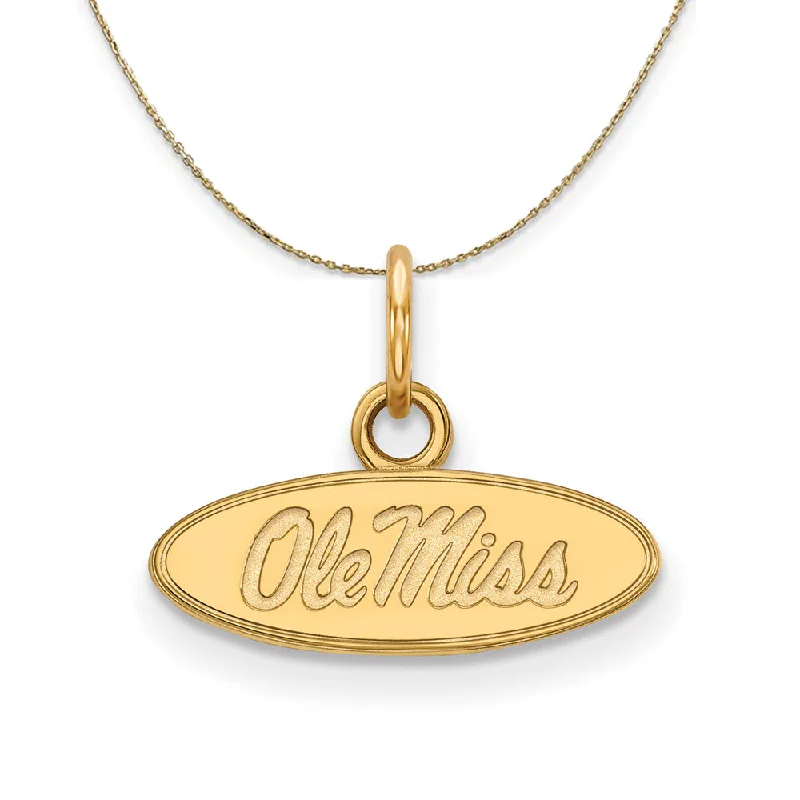 Hexagon stone necklace-14k Yellow Gold U. of Mississippi X-Sm Oval Logo Necklace