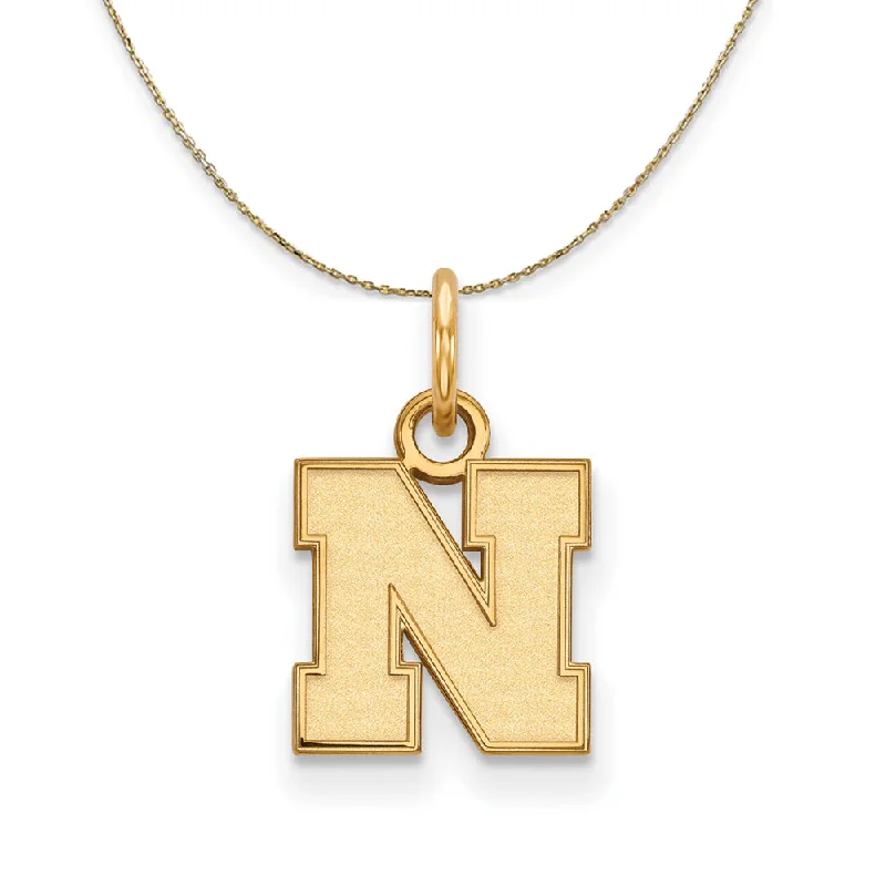 Tartan check necklace-14k Yellow Gold U. of Nebraska XS (Tiny) Initial N Necklace