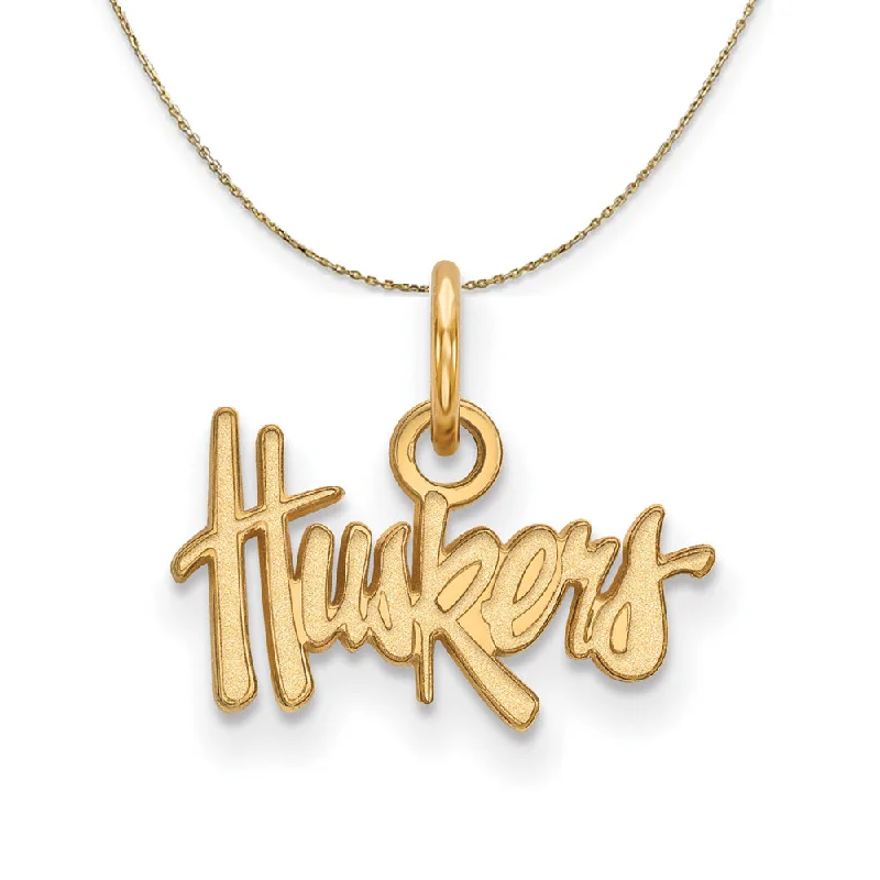 14k Yellow Gold U. of Nebraska XS (Tiny) Huskers Necklace