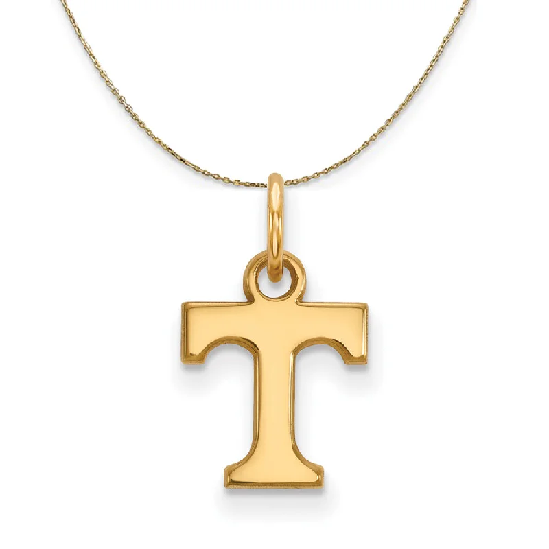 Edge gem necklace-14k Yellow Gold U. of Tennessee XS (Tiny) Initial T Necklace