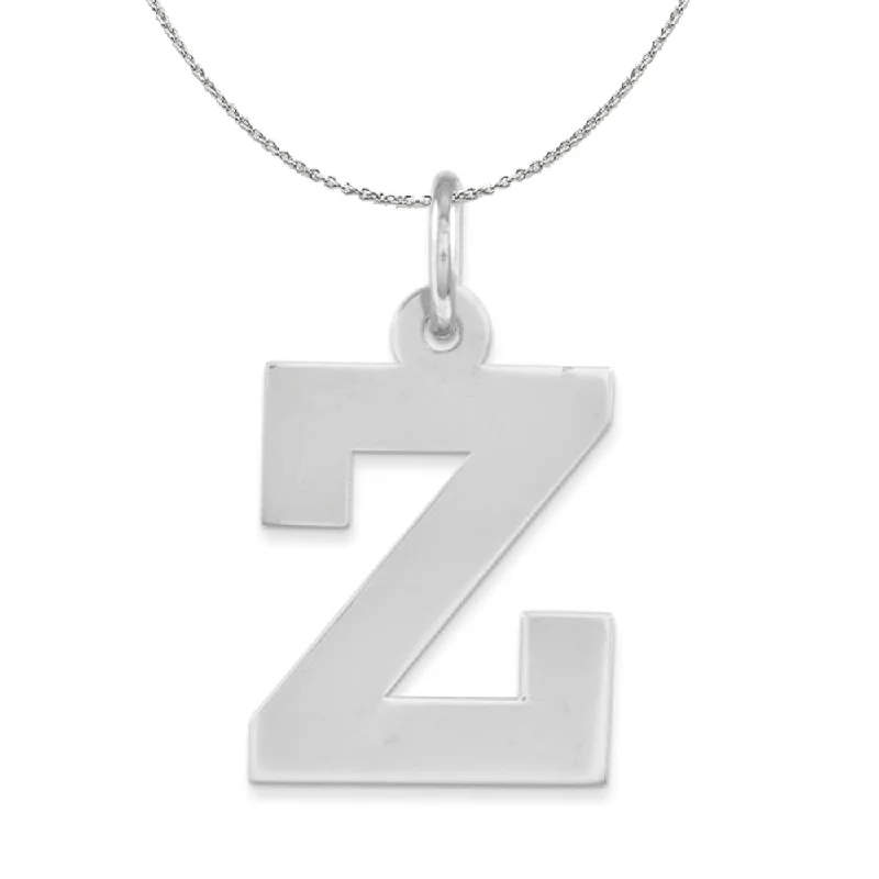 Silver Amanda Collection Medium Block Style Initial Z Necklace