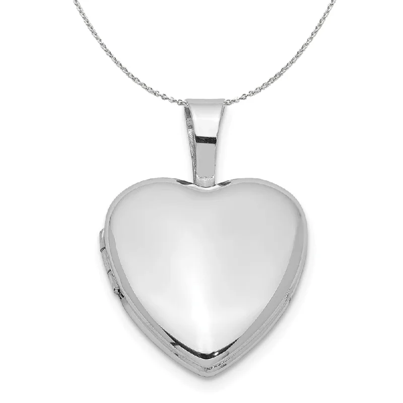 Tiered stack necklace-Sterling Silver 12mm Polished Heart Locket Necklace