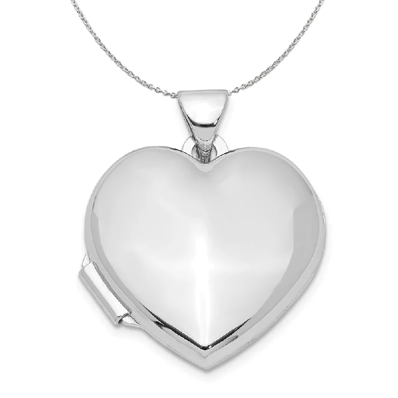 Radiant-cut sapphire necklace-Sterling Silver 18mm Polished Heart Locket Necklace