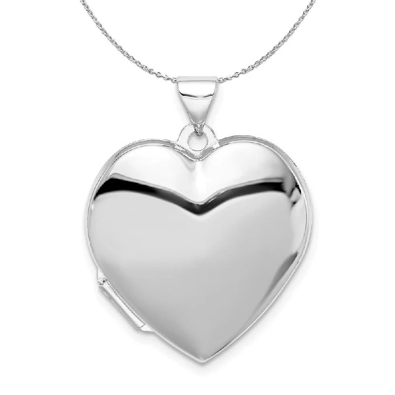 Willow wrap necklace-Sterling Silver 21mm Polished Heart Locket Necklace