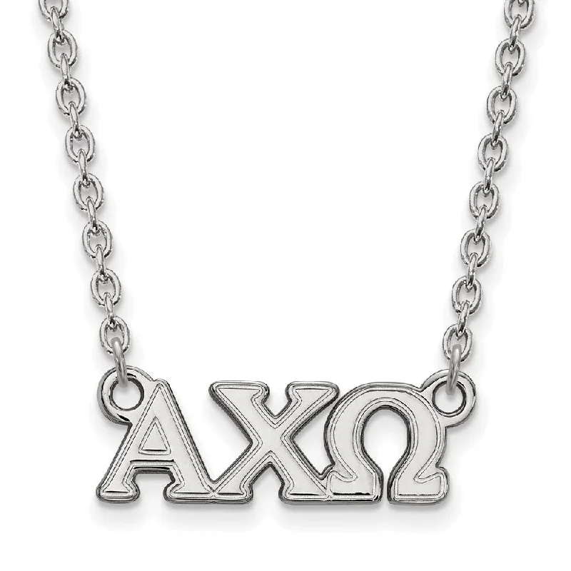 Shale fleck necklace-Sterling Silver Alpha Chi Omega Small Greek Letters Necklace