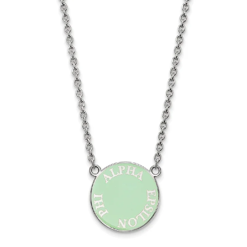 Paired gemstone necklace-Sterling Silver Alpha Epsilon Phi Small Enamel Disc Necklace