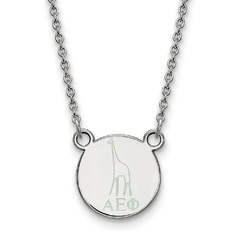 Tartan check necklace-Sterling Silver Alpha Epsilon Phi XS (Tiny) Enamel Necklace