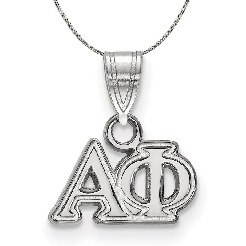 Sterling Silver Alpha Phi Small Greek Pendant Necklace