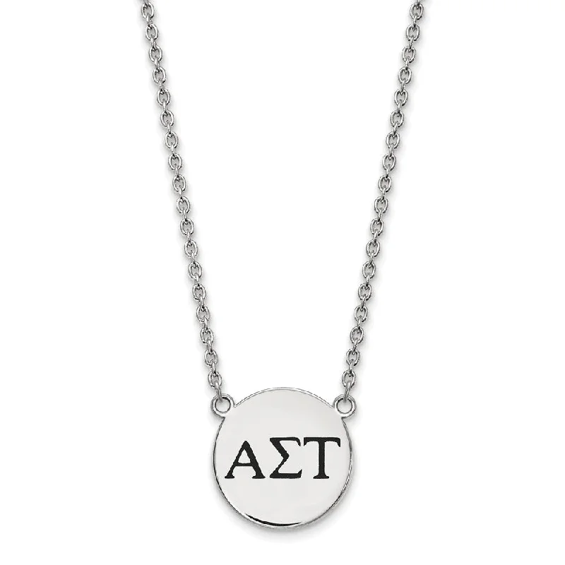 Ash sprig necklace-Sterling Silver Alpha Sigma Tau Large Enamel Greek Letters Necklace