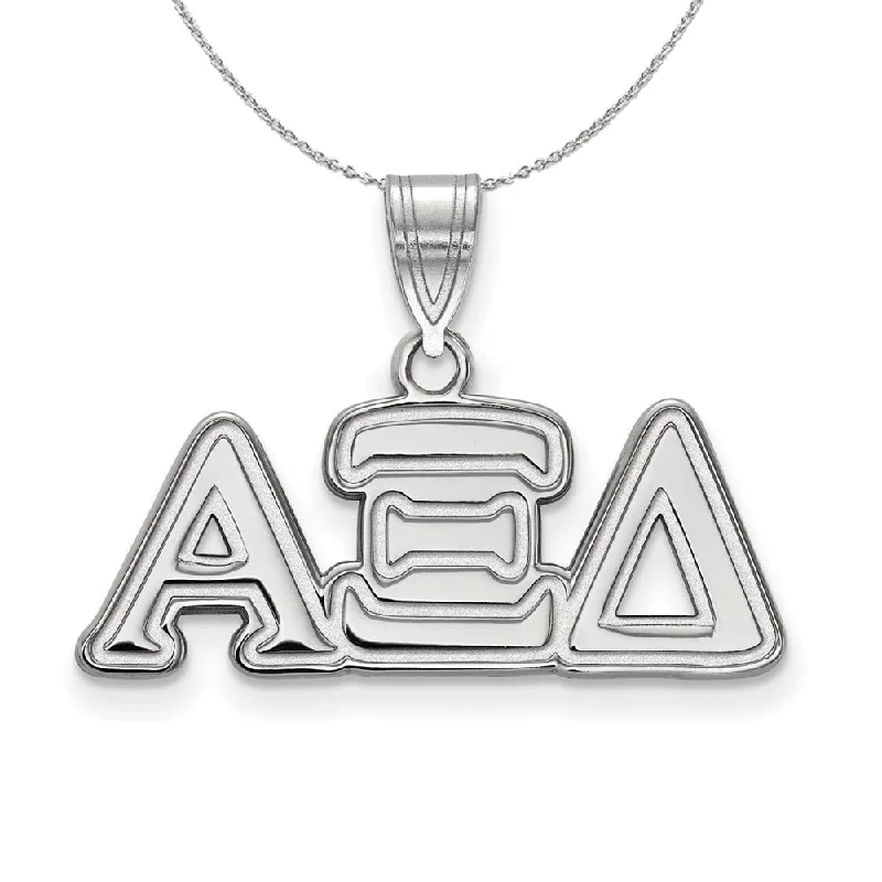 Iron forged necklace-Sterling Silver Alpha Xi Delta Medium Greek Necklace