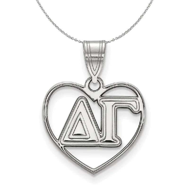 Sterling Silver Delta Gamma Heart Greek Necklace