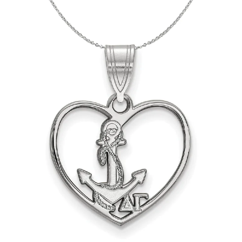 Lily bud necklace-Sterling Silver Delta Gamma Heart Pendant Necklace