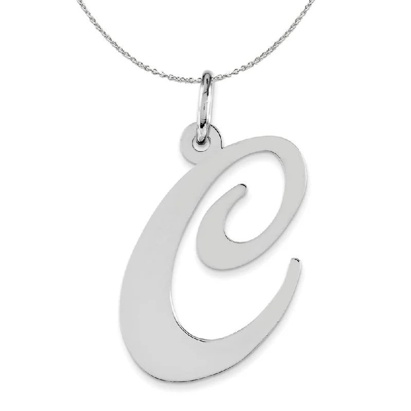 Edwardian flair necklace-Sterling Silver, Ella Collection, LG Fancy Script Initial C Necklace