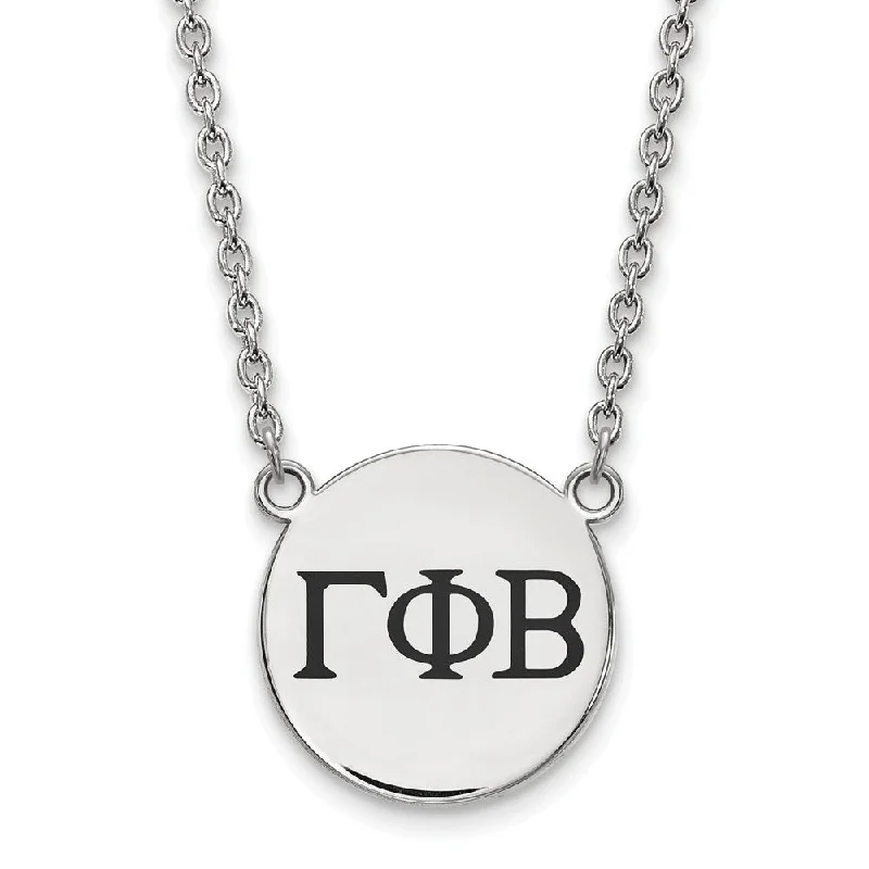 Wavy stripe necklace-Sterling Silver Gamma Phi Beta Large Enamel Greek Letters Necklace