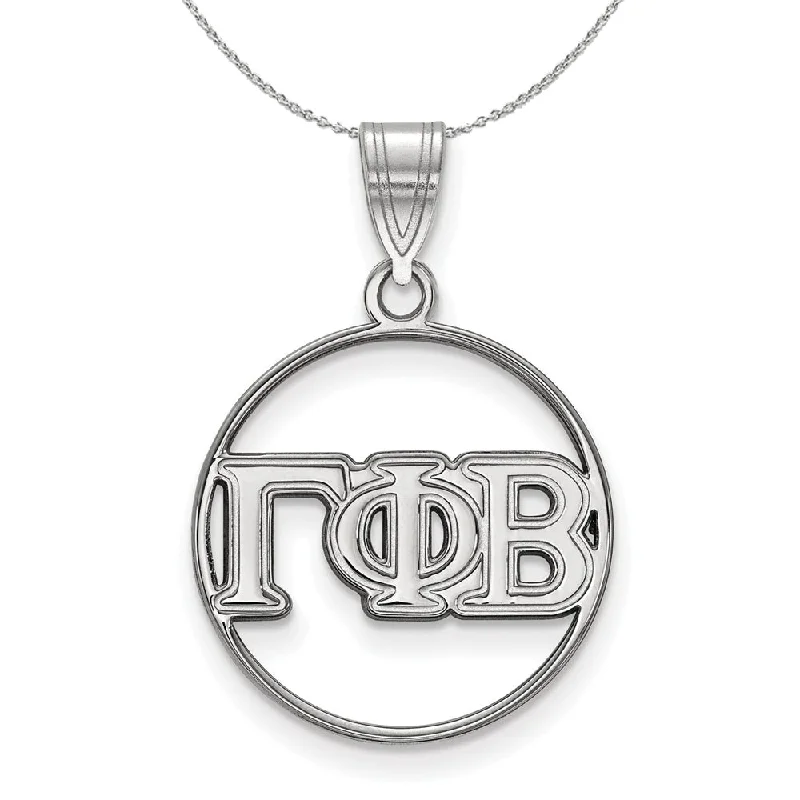 Nature print necklace-Sterling Silver Gamma Phi Beta Medium Circle Greek Necklace