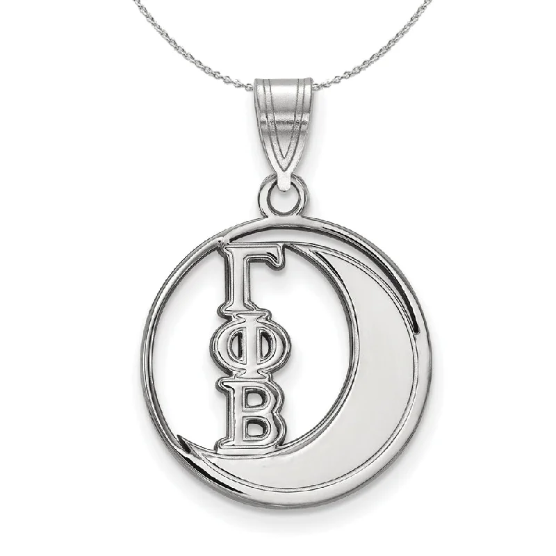 Root stem necklace-Sterling Silver Gamma Phi Beta Medium Circle Pendant Necklace