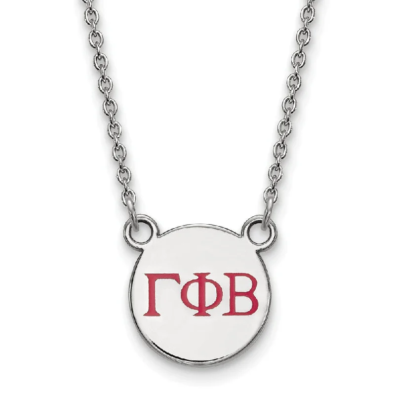 Shale fleck necklace-Sterling Silver Gamma Phi Beta Small Red Enamel Greek Letters Necklace